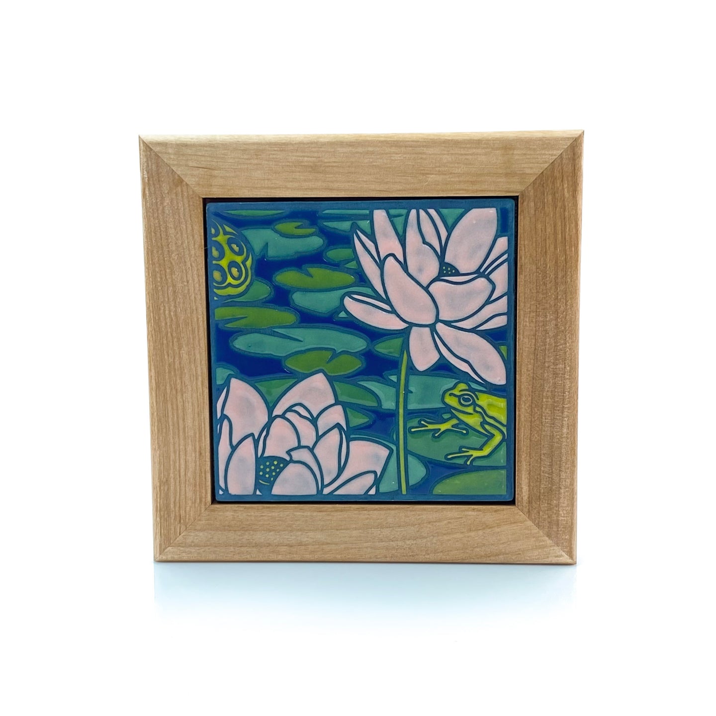 #38 Lotus & Frog Framed Tile