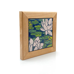 #43 Lotus & Frog Framed Tile