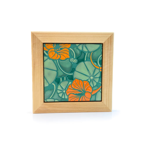 #46 Nasturtiums Framed Tile