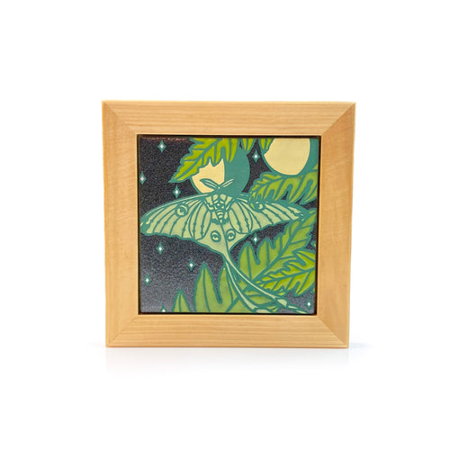 #48 Luna Moth & Moon Phases Framed Tile