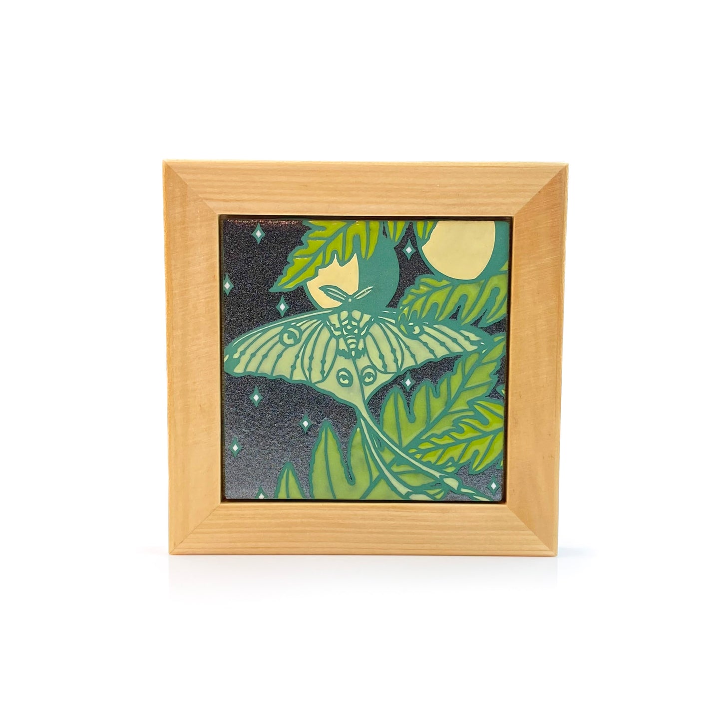 #48 Luna Moth & Moon Phases Framed Tile