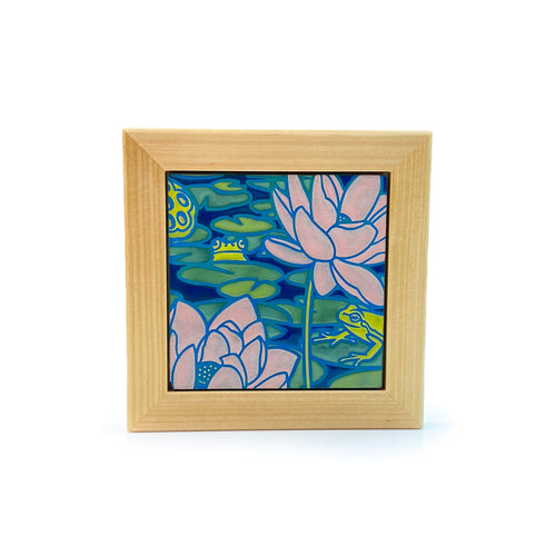 #50 Lotus & Frog Framed Tile