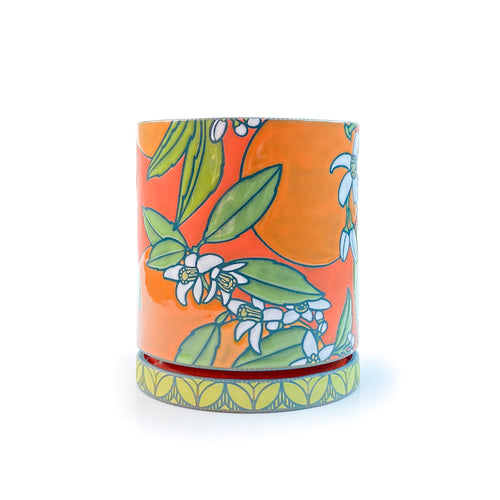 #6 Orange Blossoms Planter w. Drip Tray