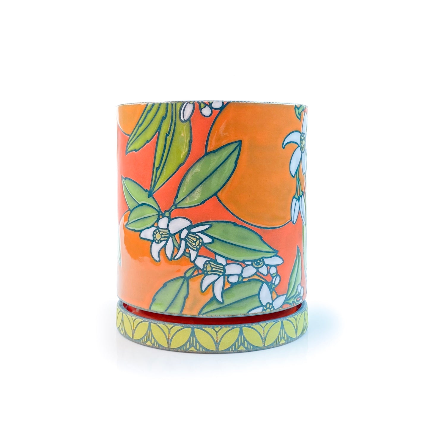 #6 Orange Blossoms Planter w. Drip Tray