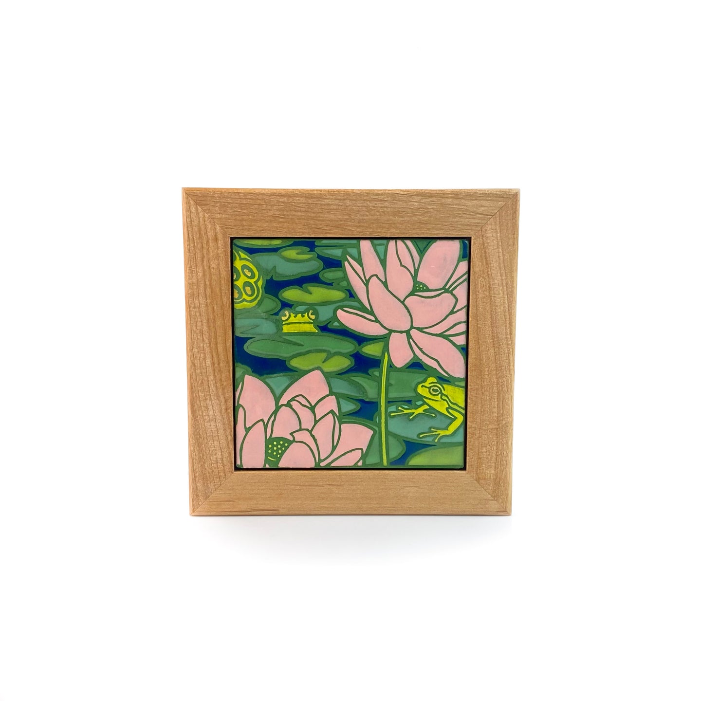 #3 Lotus & Frogs Framed Tile